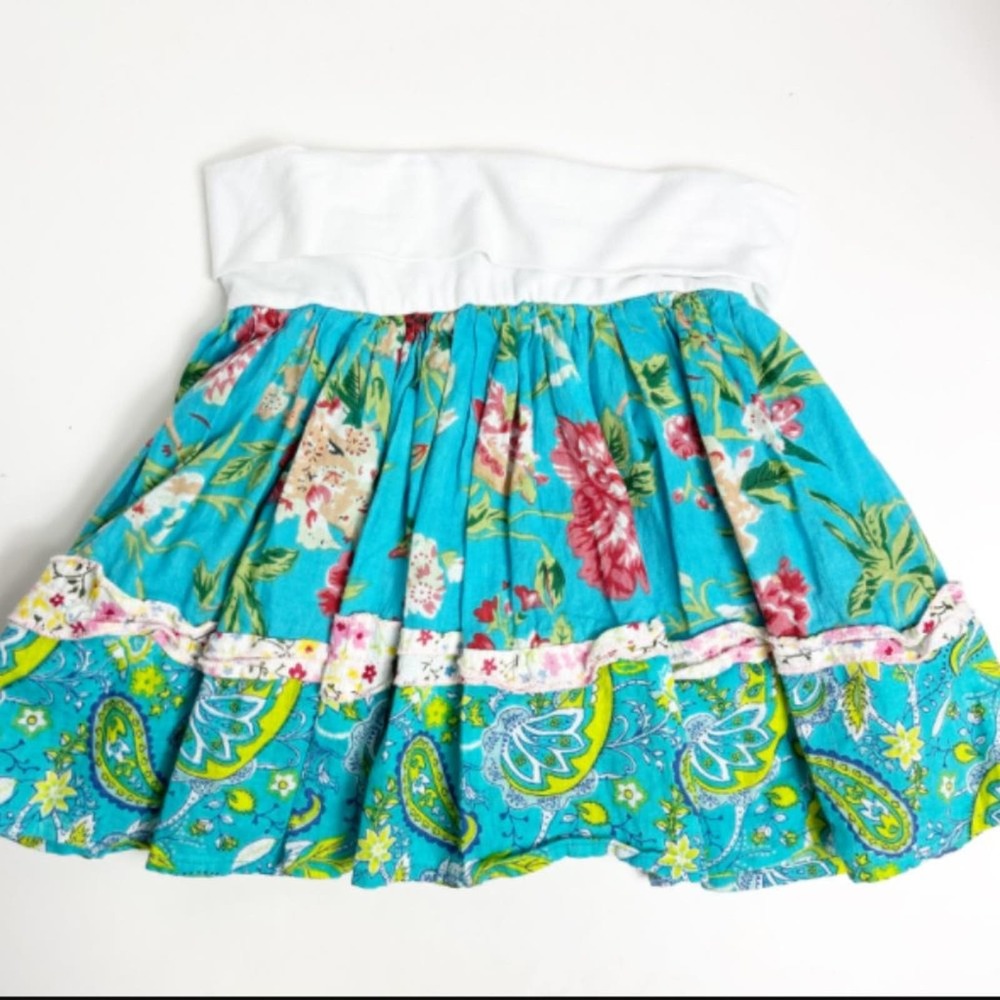 Free Planet Floral Turquoise Paisley Skirt Toddler Girls Size 4 - Picture 2 of 6